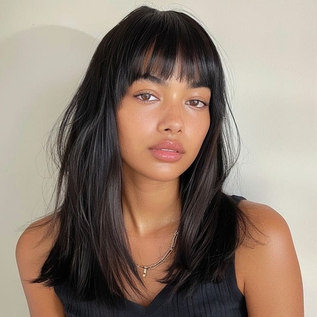 classic blunt bangs style