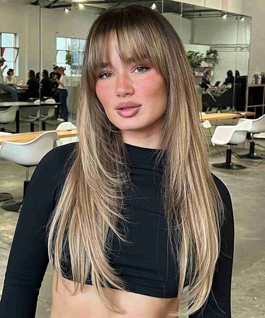 classic straight bangs style