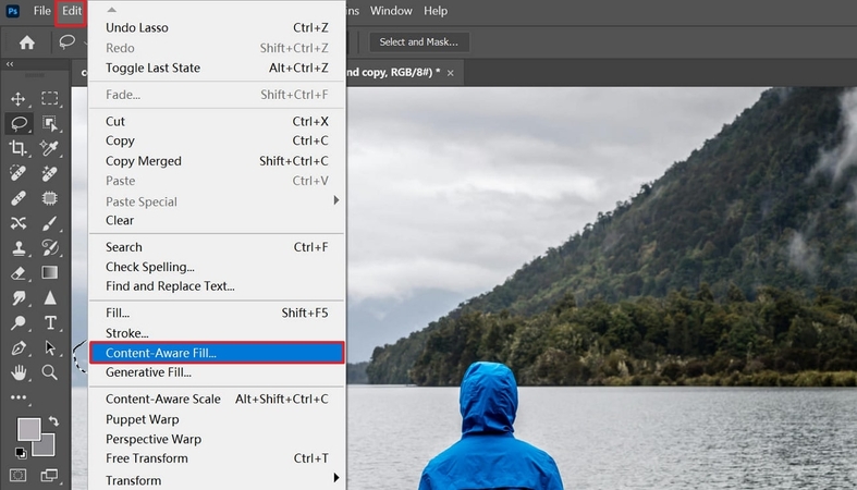 choose content aware fill option