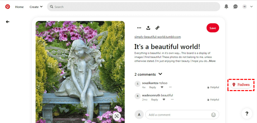 choose pindown button at bottom right