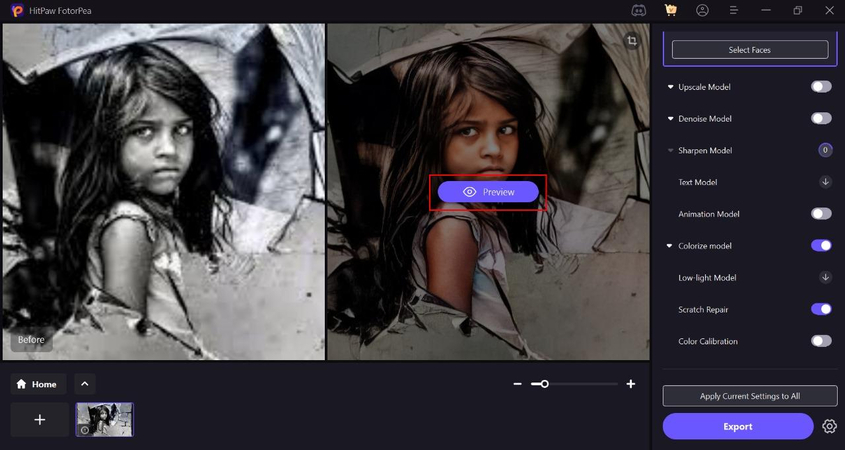 view restored image after ai enhancement