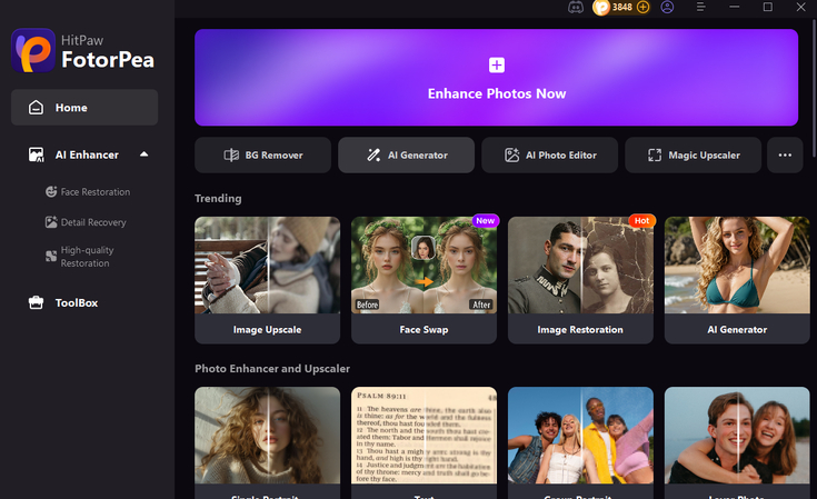 open HitPaw and click on AI Generator