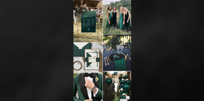 color palette generator wedding Black Gold and Hunter Green