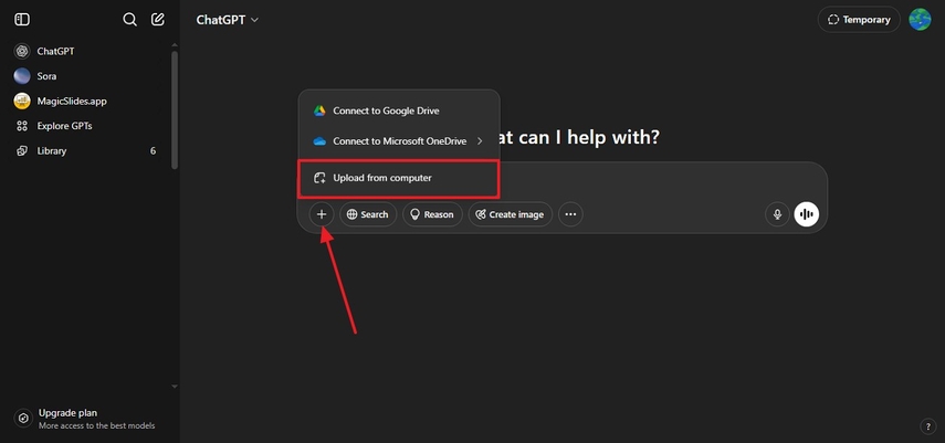 access chatgpt and upload image
