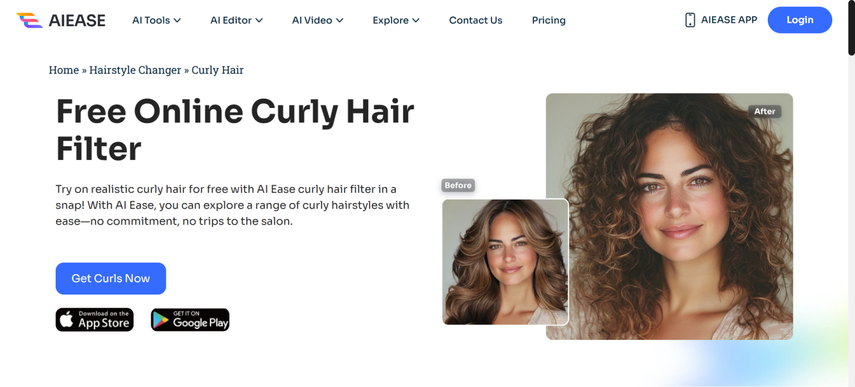 curly hair ai filter