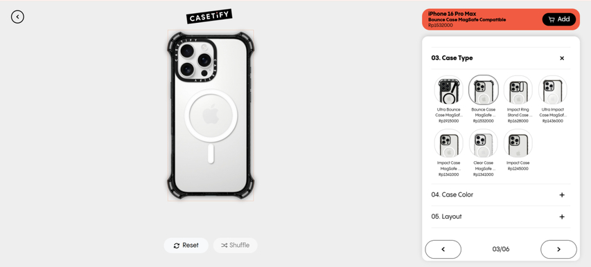 customize case color, layout, and type