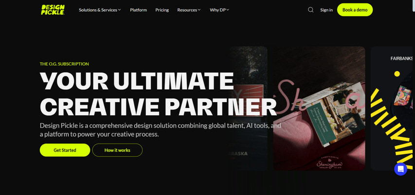 homepage screenshot of design pickle