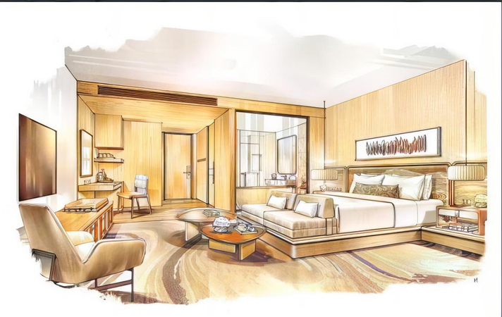 interior design sketch to real rendering