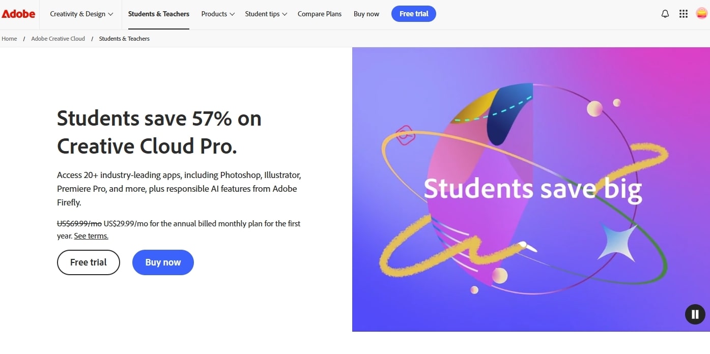 creative cloud discount for students