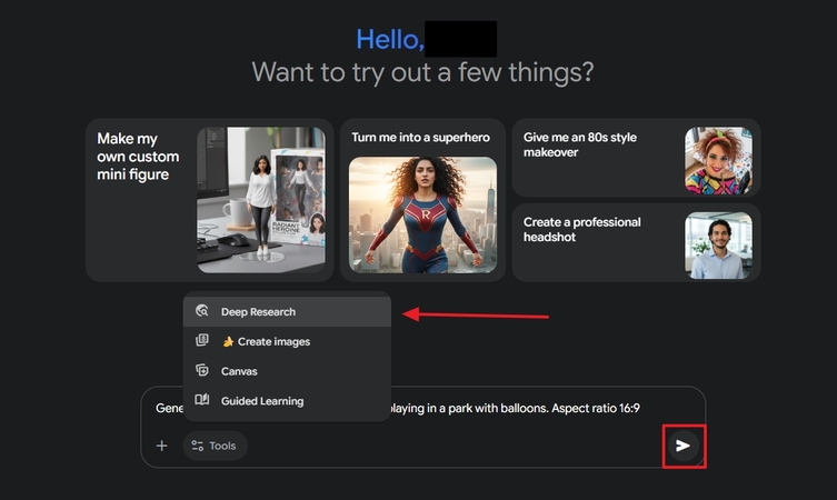 donot select nano banana feature click generate