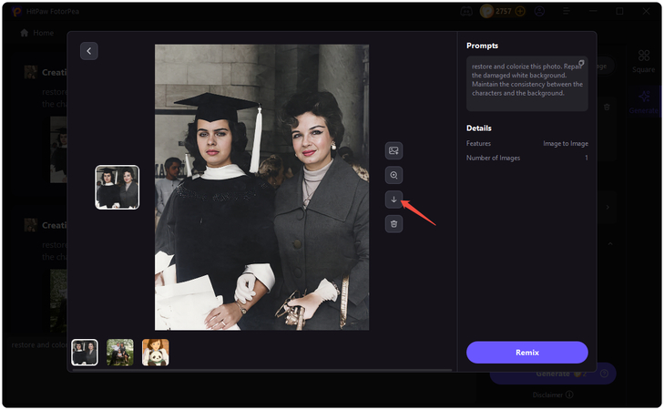 save restored graduation image to your device