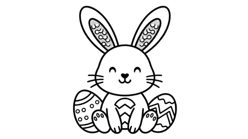 easter bunny coloring simple design