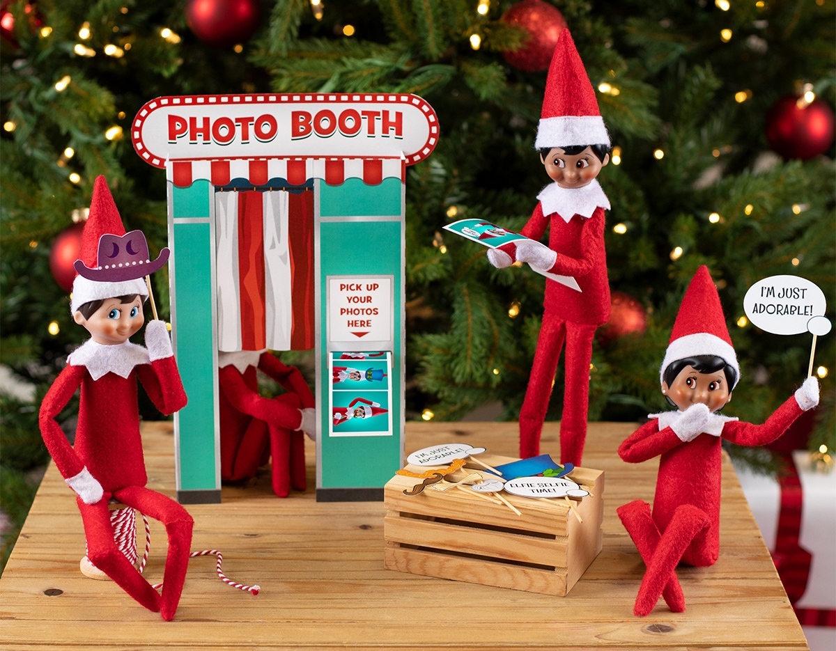 elf christmas themed shelf