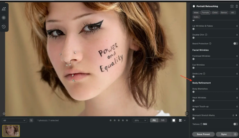 switch on tattoo removal option