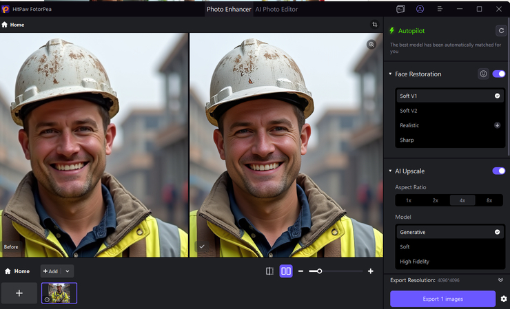 enhance portrait with fotorpea
