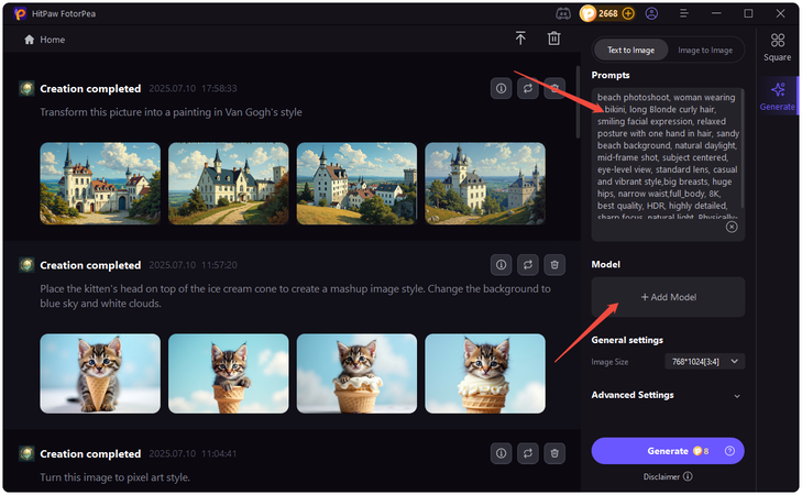 input nightcafe style prompt with ai model