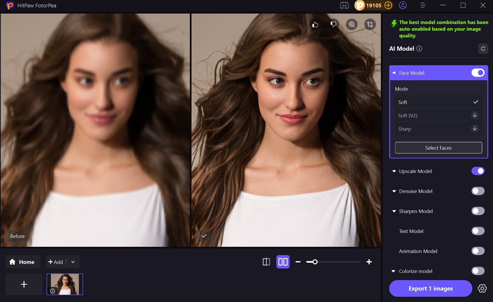 compare and export upscaled picture