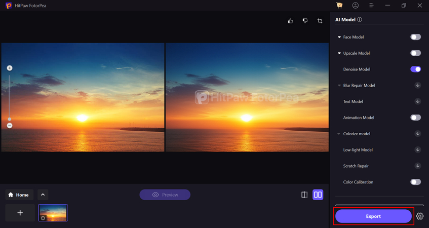 save the improved sunset image