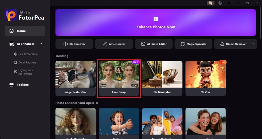 launch hitpaw and access face swap