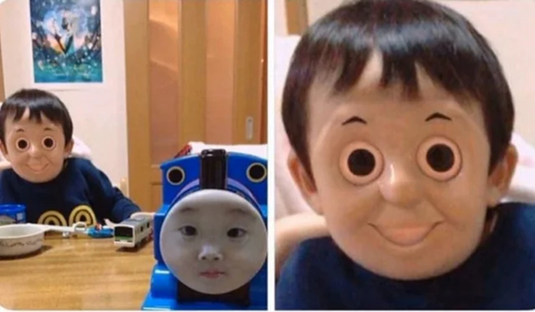 face swap with thomas the train