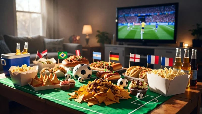 game day table setup with snacks
