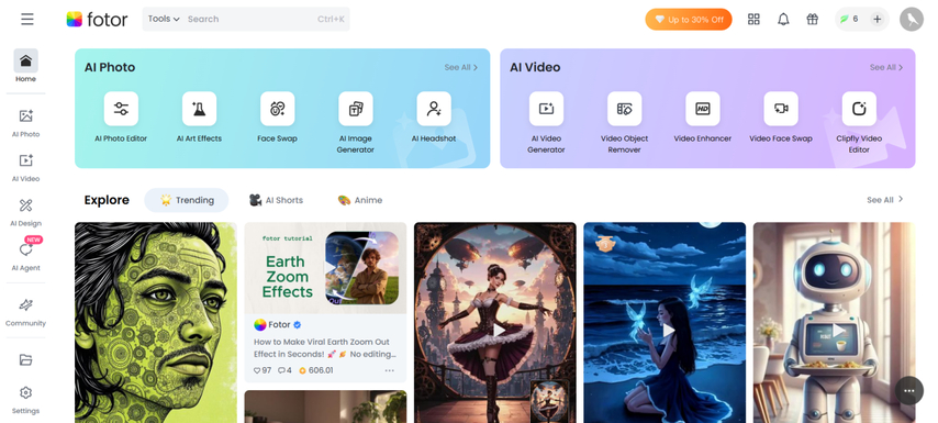 homepage screenshot of fotor