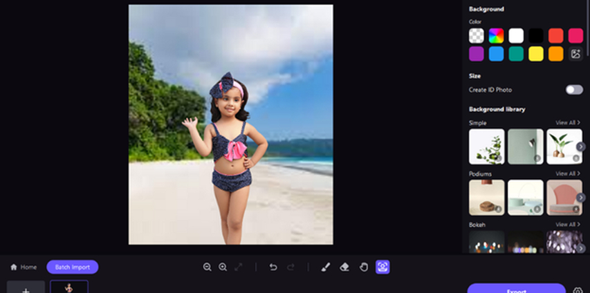 fotorpea fundo de biquíni infantil com ia