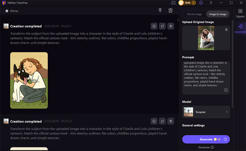 como criar arte AI Charlie e Lola