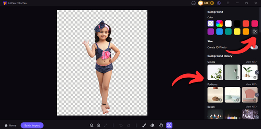 fotorpea troca de fundo de biquíni infantil com ia