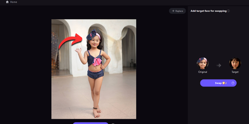 fotorpea crianças de biquíni troca de rosto com ia