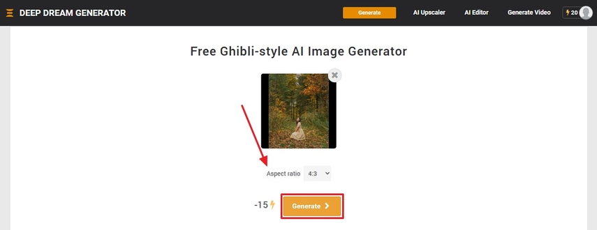 set aspect ratio and hit generate