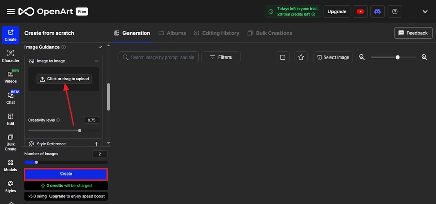 upload image and hit create
