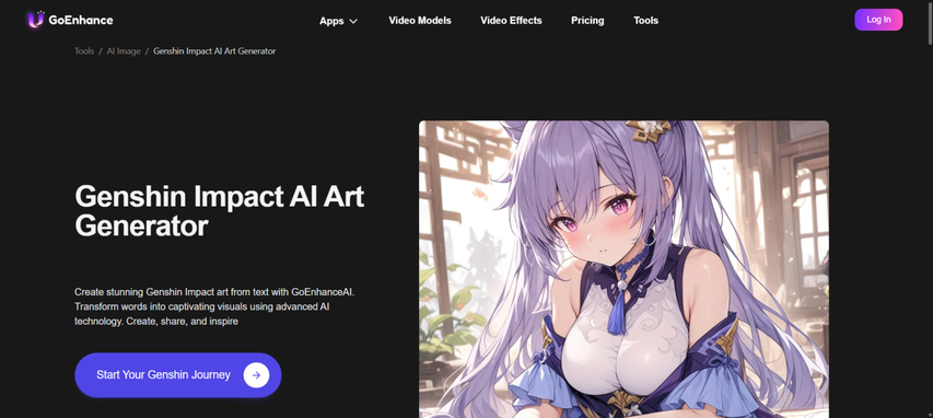 homepage-screenshot-of-genshin-impact-ai-art-generator