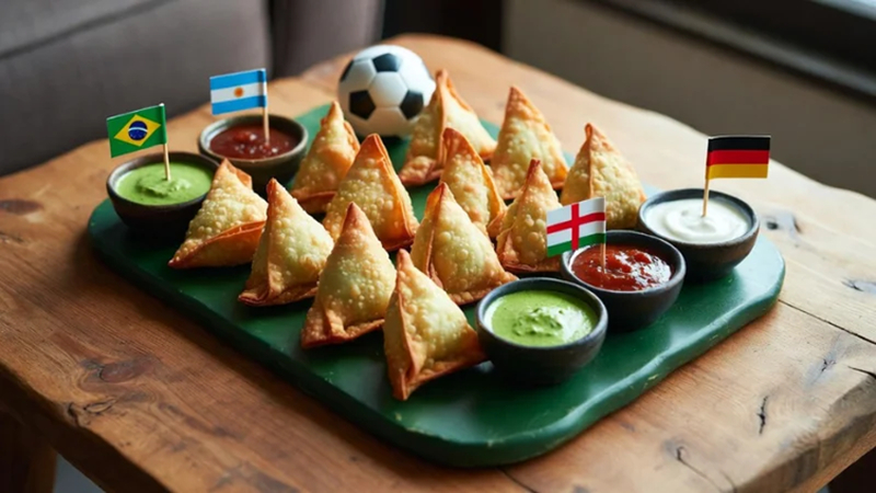 fried samosas served at football party