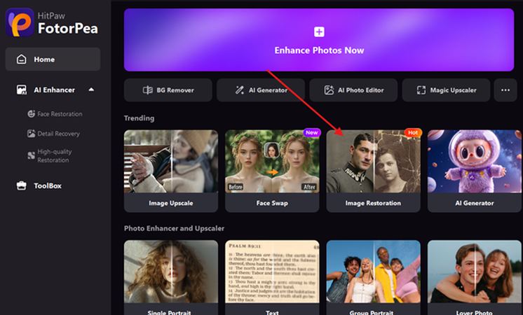 HitPaw FotorPea Image Restoration feature