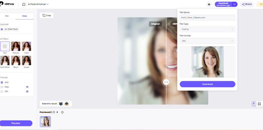 hitpaw free depixelate image online tool