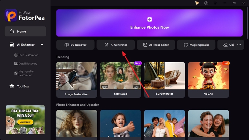 select the ai generator of fotorpea
