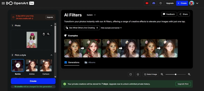 openart ai free barbie filter