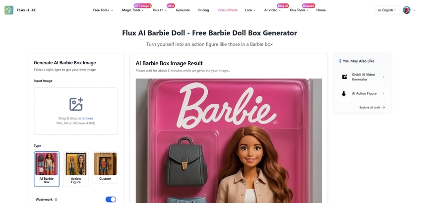 flux1 ai barbie doll filter