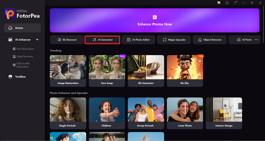 access ai generator feature fotorpea