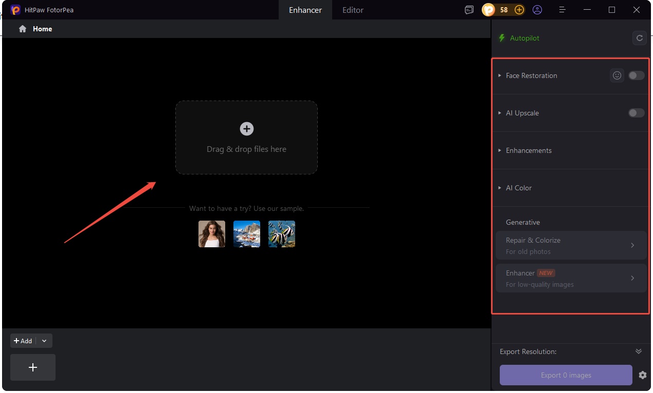import an image to hitpaw fotorpea