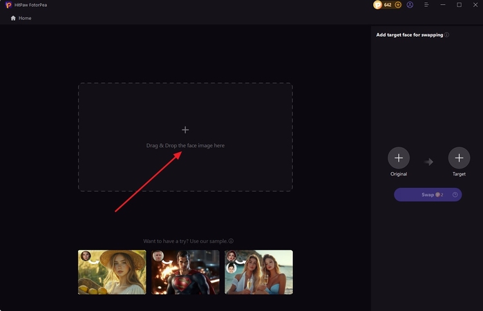 upload images to hitpaw face swap tool