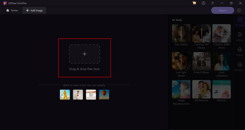 start fotorpea and import blurry photo