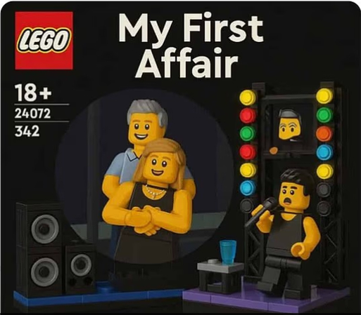 meme da câmera de beijo com Lego
