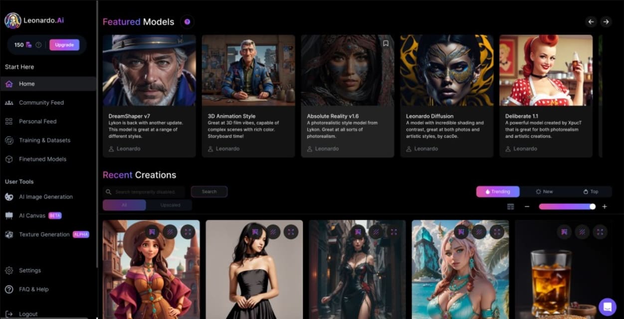 leonardo ai models and creations samples