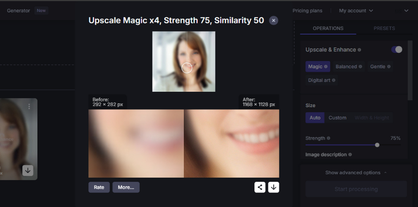 letsenhance depixelate image online tool