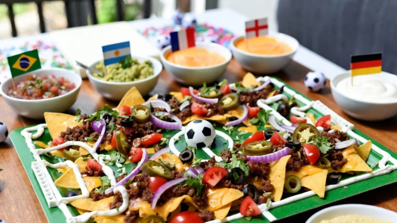 nachos with dip for match day snacks