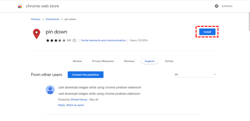 install pindown extension
