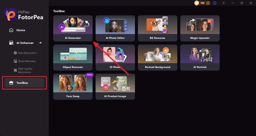pick ai generator from toolbox