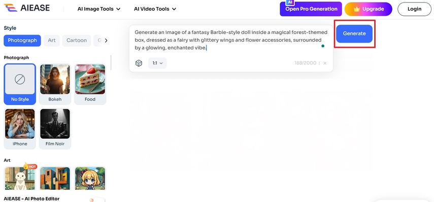 type prompt and hit generate